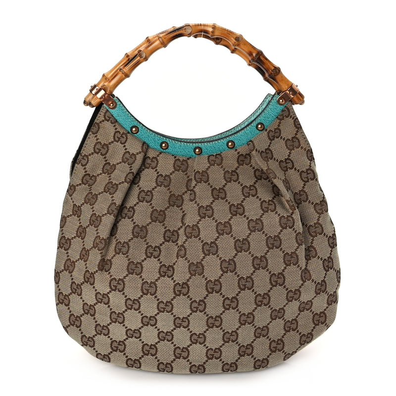  Gucci Monogram Small Bamboo Handbag Turquoise