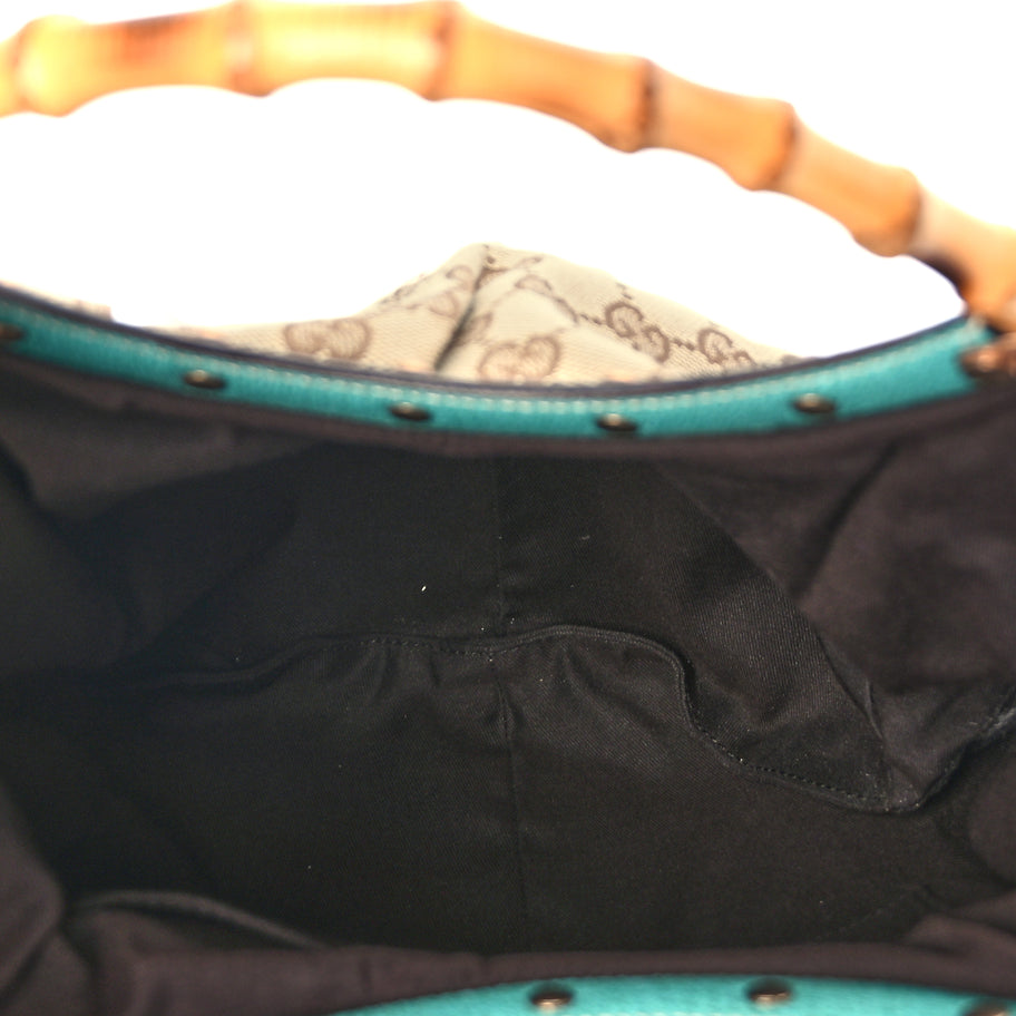 Gucci Monogram Small Bamboo Handbag Turquoise Image 4