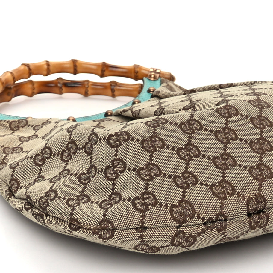 Gucci Monogram Small Bamboo Handbag Turquoise Image 7