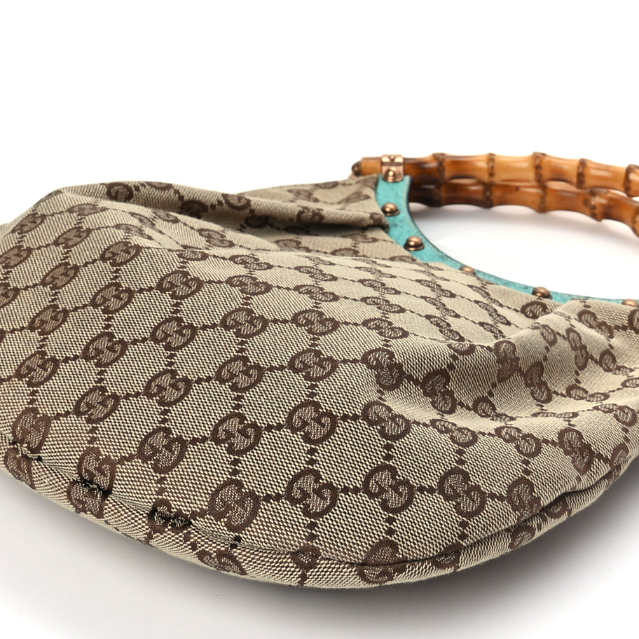 Gucci Monogram Small Bamboo Handbag Turquoise Image 8