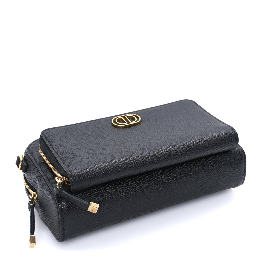 Christian Dior Grained Calfskin Caro Double Pouch Black Image 3