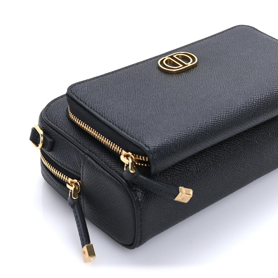 Christian Dior Grained Calfskin Caro Double Pouch Black Image 7