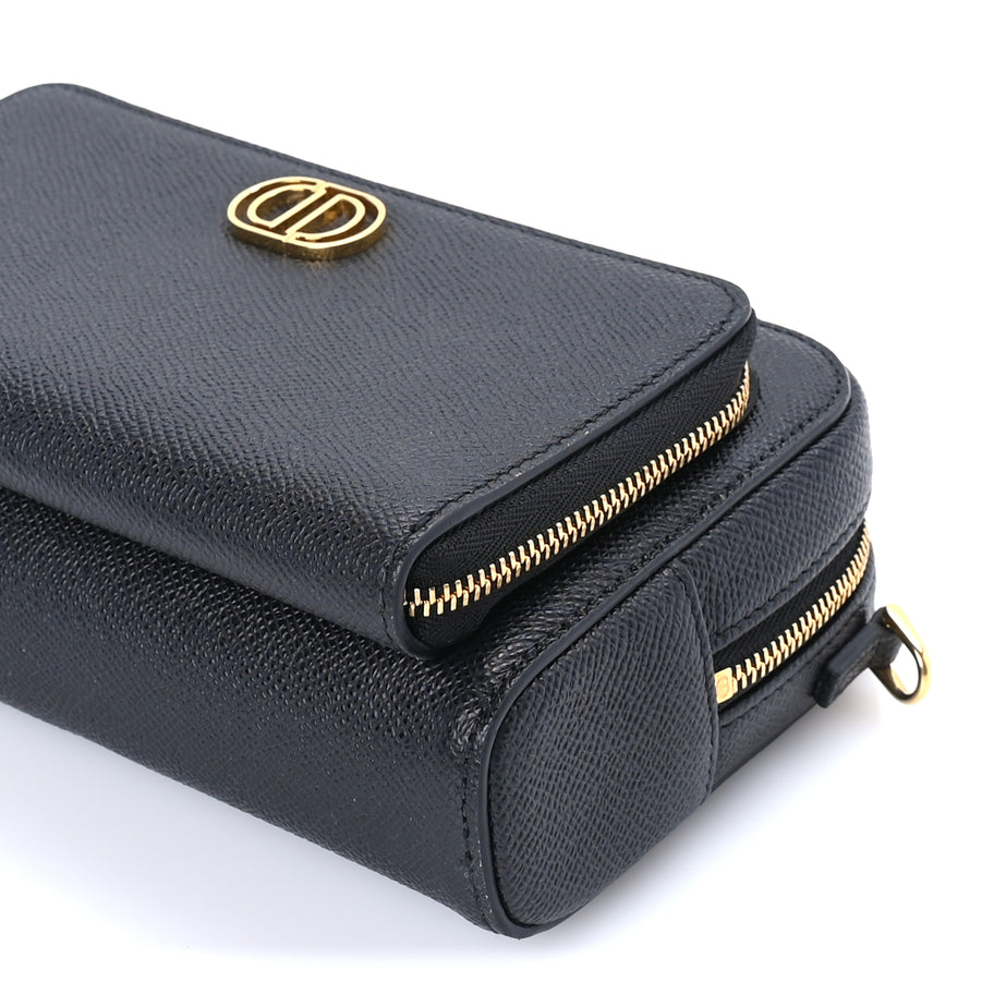 Christian Dior Grained Calfskin Caro Double Pouch Black Image 8