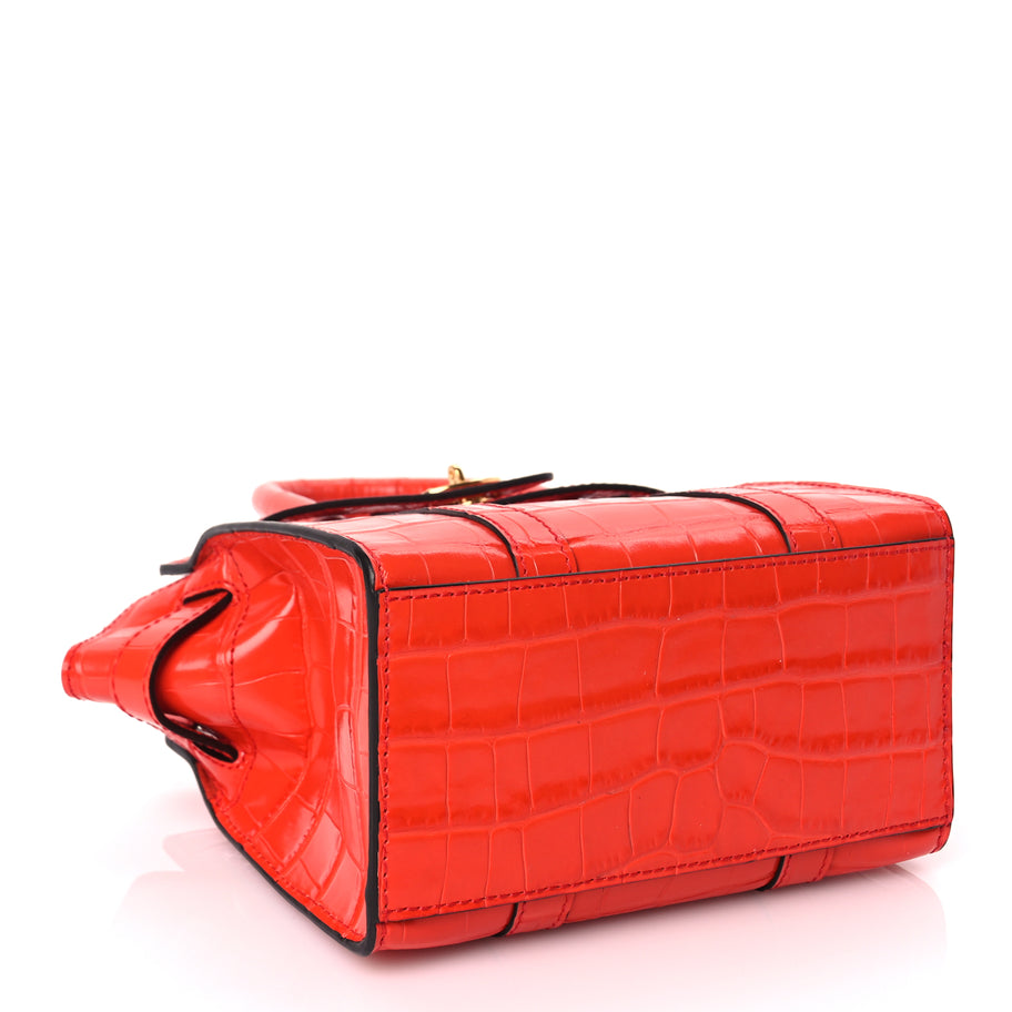 Mulberry Crocodile Embossed Micro Zipped Bayswater Hibiscus Red Image 3