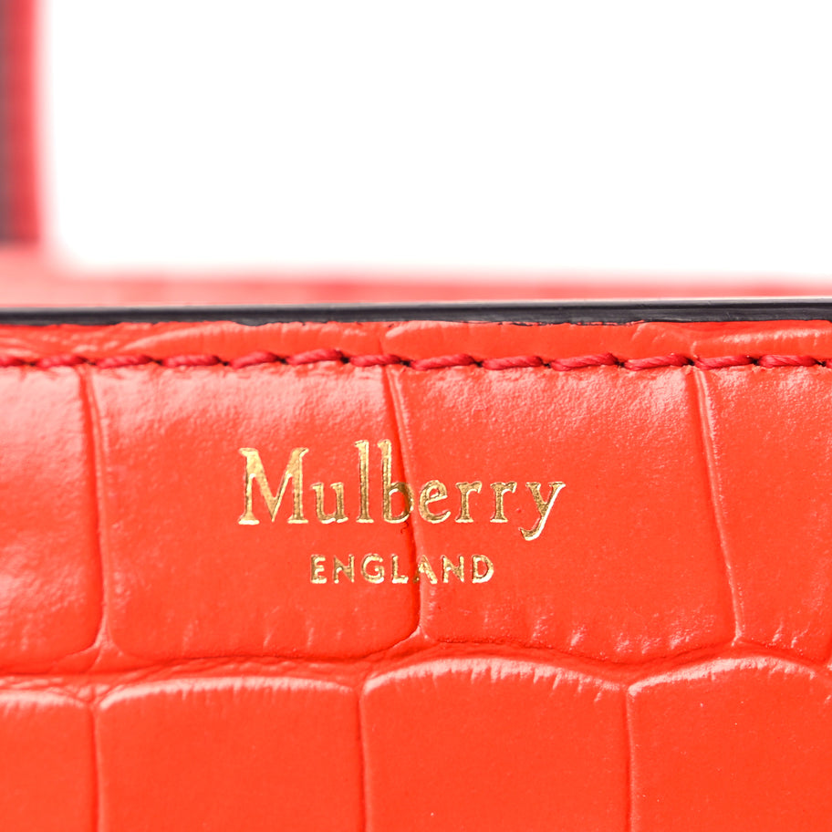 Mulberry Crocodile Embossed Micro Zipped Bayswater Hibiscus Red Image 5