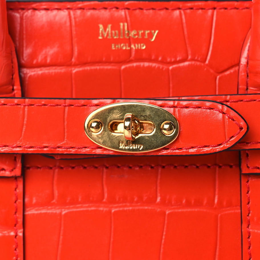 Mulberry Crocodile Embossed Micro Zipped Bayswater Hibiscus Red Image 6