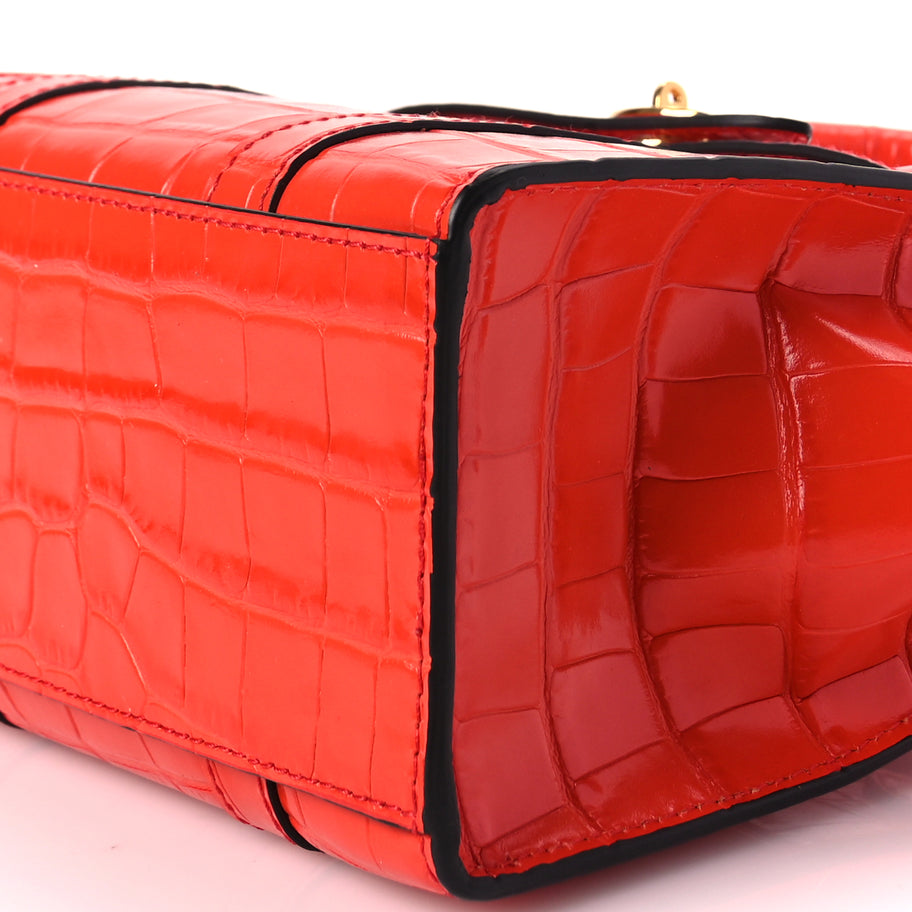 Mulberry Crocodile Embossed Micro Zipped Bayswater Hibiscus Red Image 8