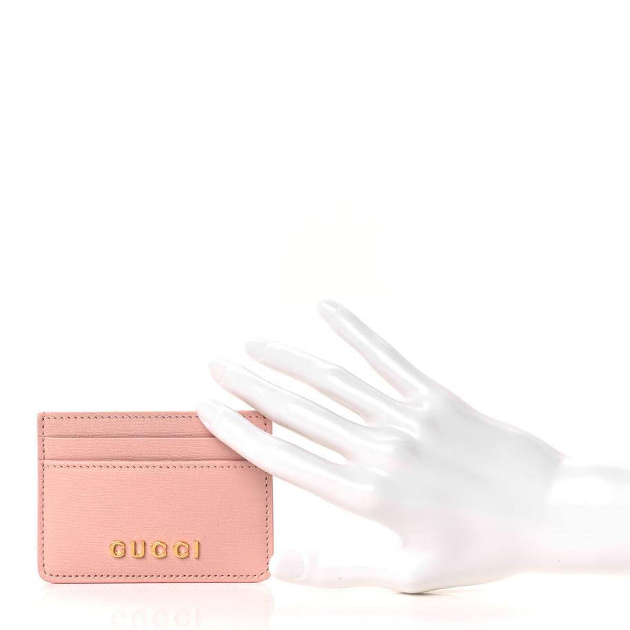 Gucci Calfskin Script Card Holder Light Pink Image 2