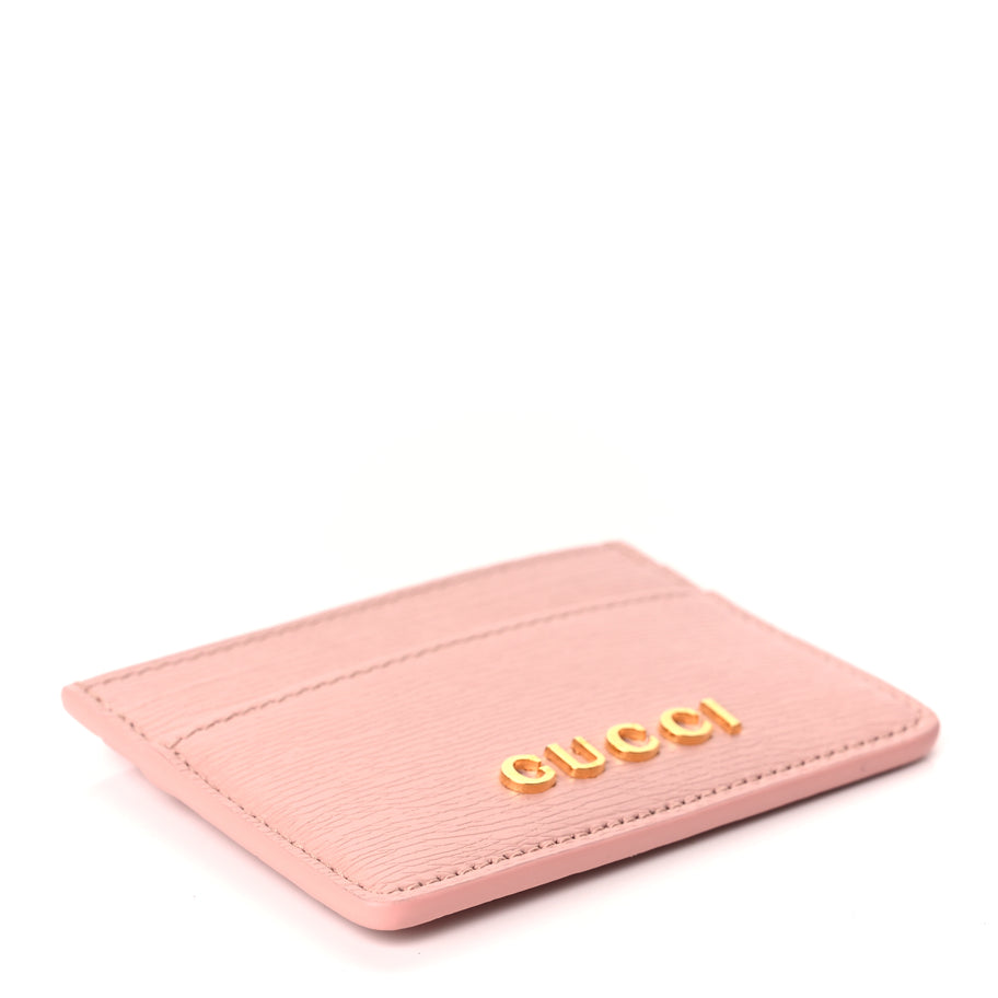Gucci Calfskin Script Card Holder Light Pink Image 4