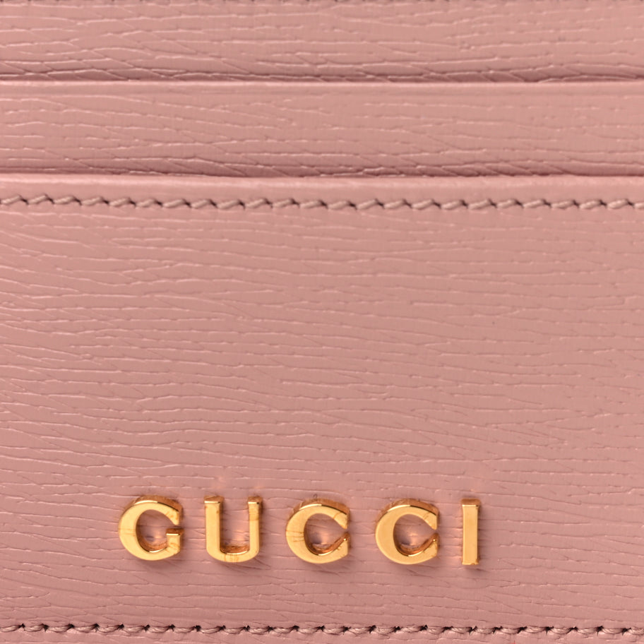 Gucci Calfskin Script Card Holder Light Pink Image 7