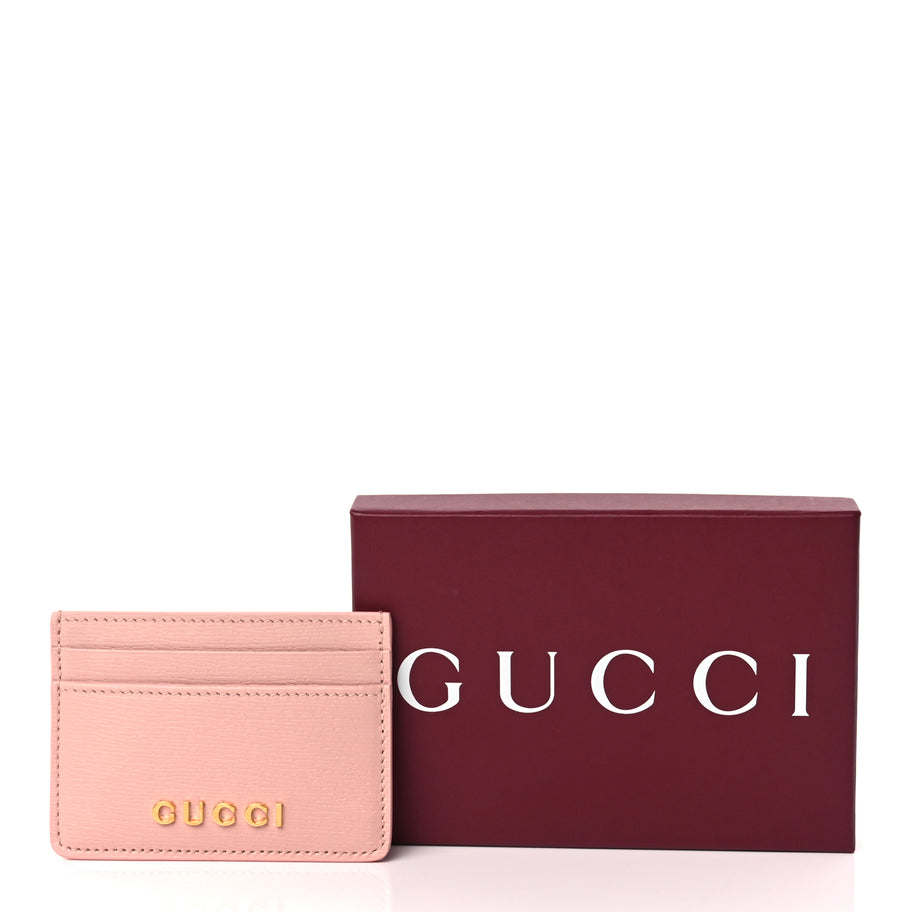 Gucci Calfskin Script Card Holder Light Pink Image 8