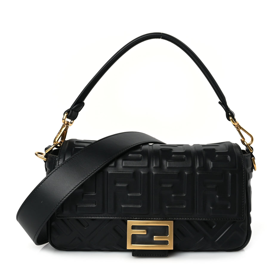 Fendi Nappa FF 1974 Embossed Baguette Black Image 1