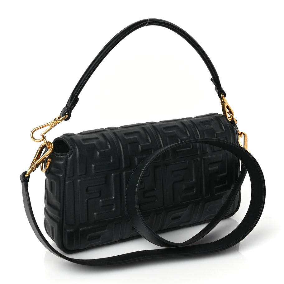 Fendi Nappa FF 1974 Embossed Baguette Black Image 2