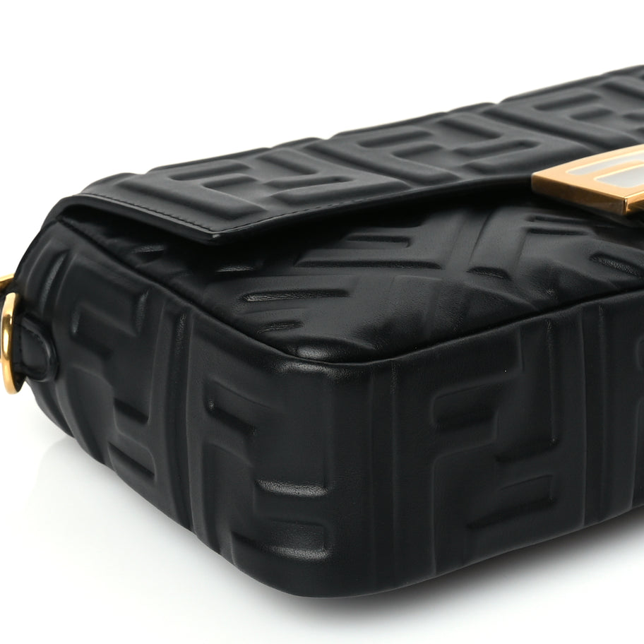 Fendi Nappa FF 1974 Embossed Baguette Black Image 7