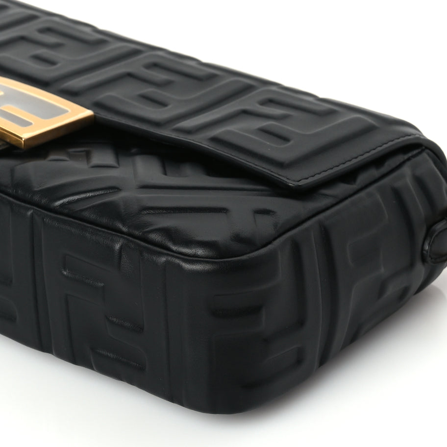 Fendi Nappa FF 1974 Embossed Baguette Black Image 8
