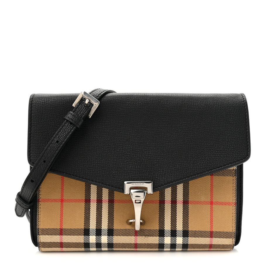 Burberry Derby Calfskin Vintage Check Small Macken Crossbody Bag Black Image 1