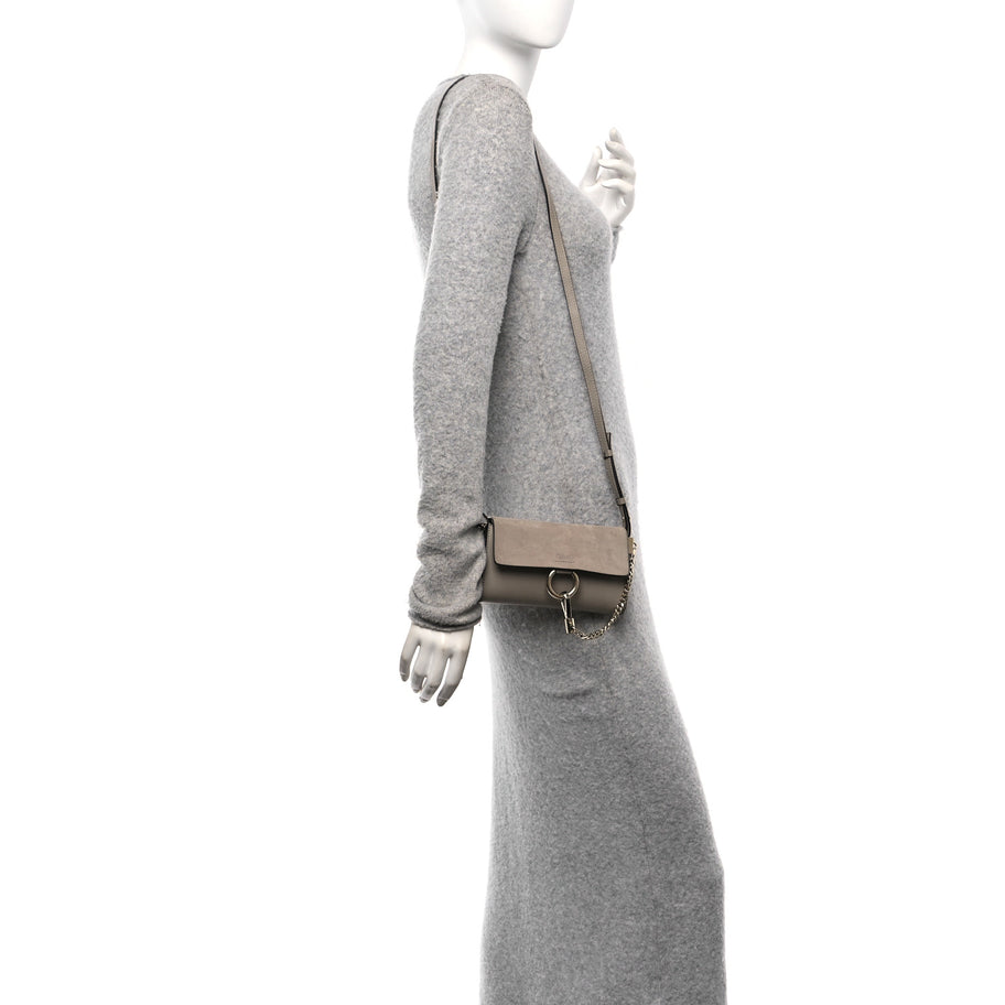 Chloe Suede Calfskin Mini Faye Shoulder Bag Motty Grey Image 2