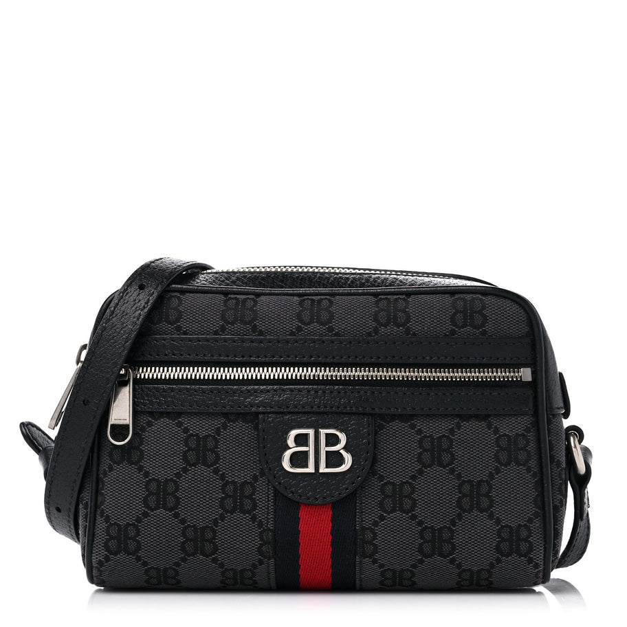 Gucci X BALENCIAGA BB Monogram Web Mini Ophidia Shoulder Bag Black Image 1