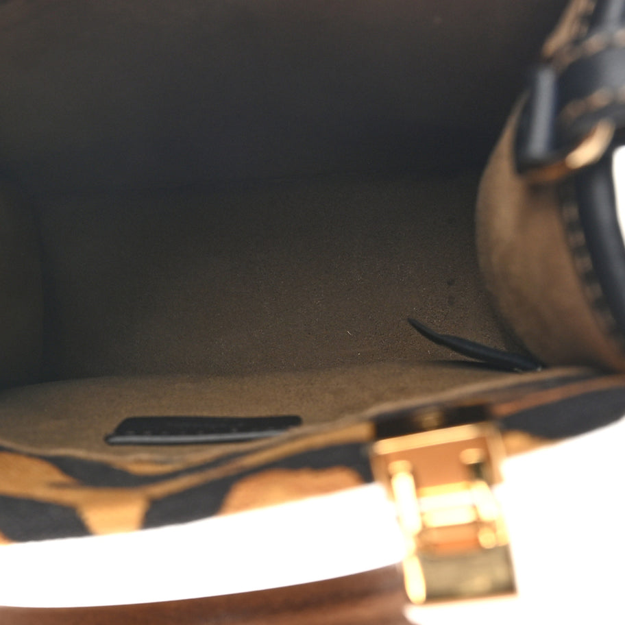 Fendi Canvas Vitello King Chinese New Year Tiger Embroidered Sunshine Shopper Tote Black Dark Yellow Image 5