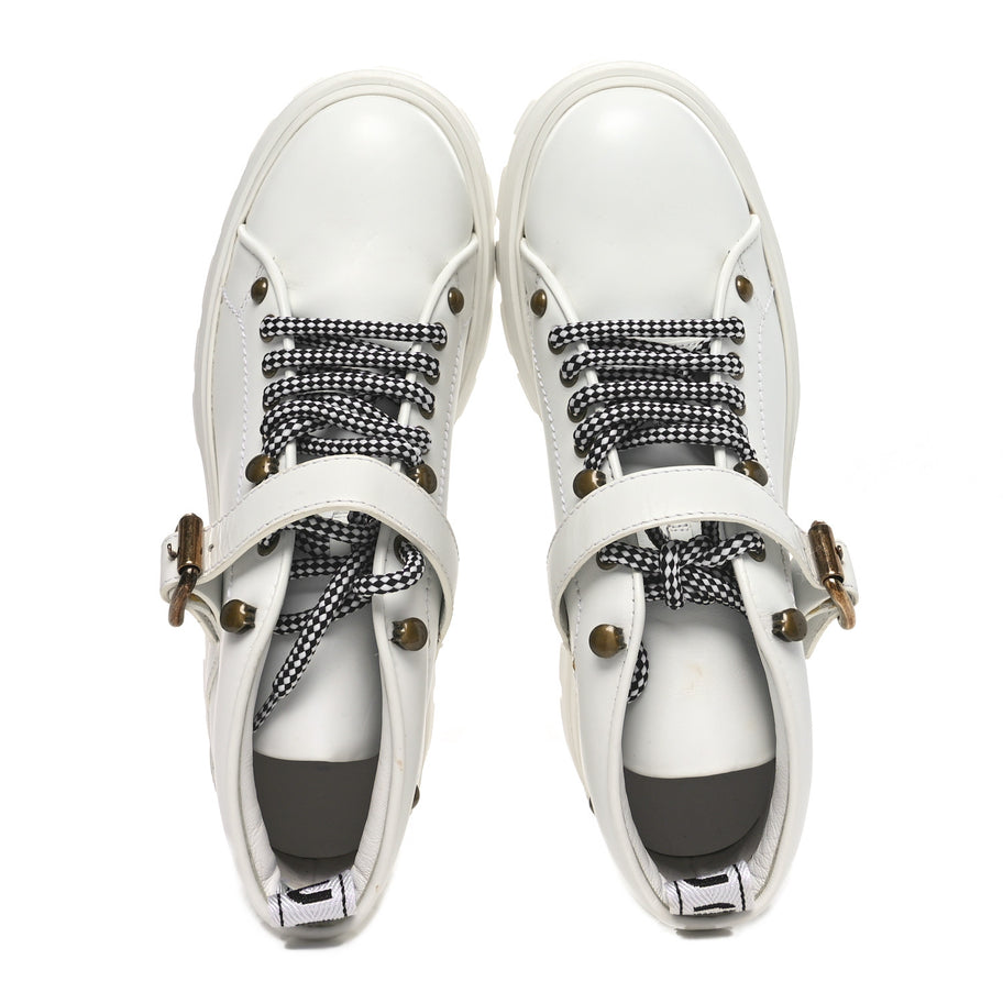 Miu Miu Calfskin Lace Up Ankle Boots 40 White Image 2