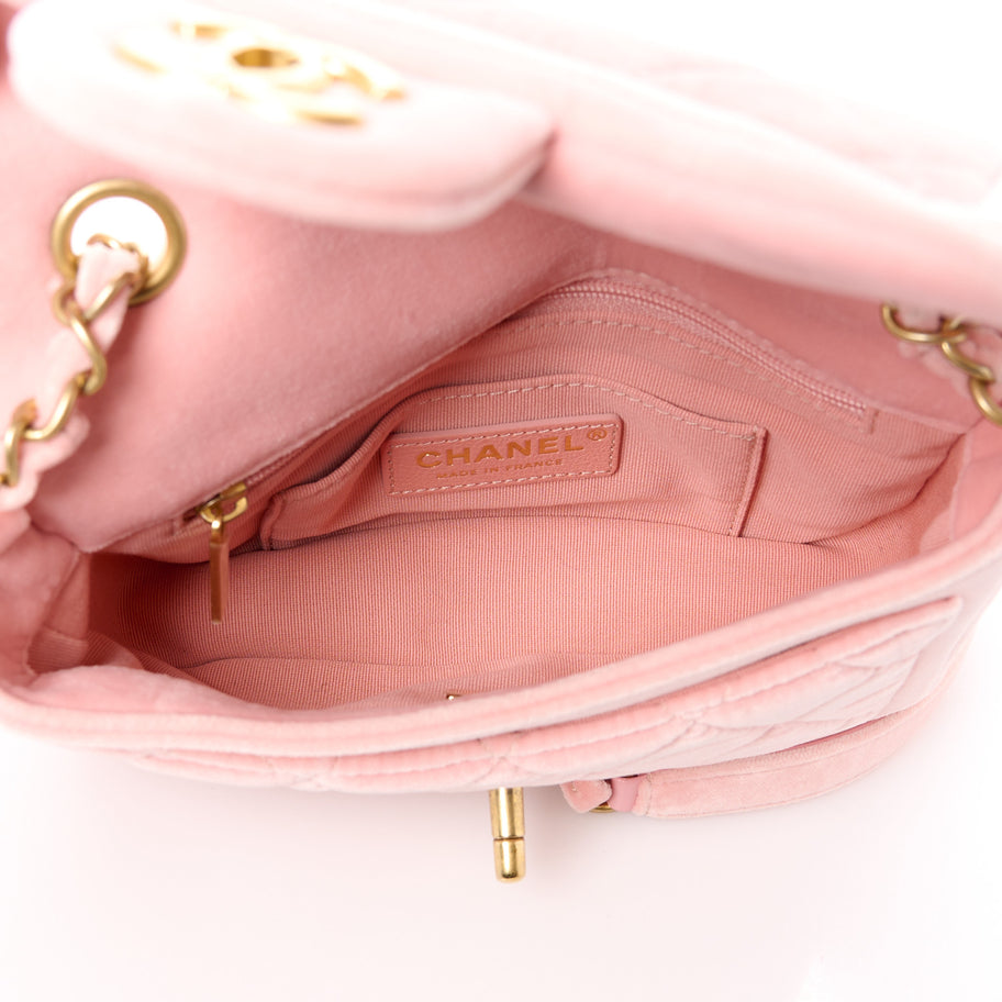 Chanel Velour Quilted Mini Double Frame Flap Rose Image 5