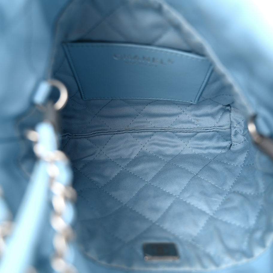 Chanel Shiny Calfskin Quilted Mini 22 Light Blue Image 5