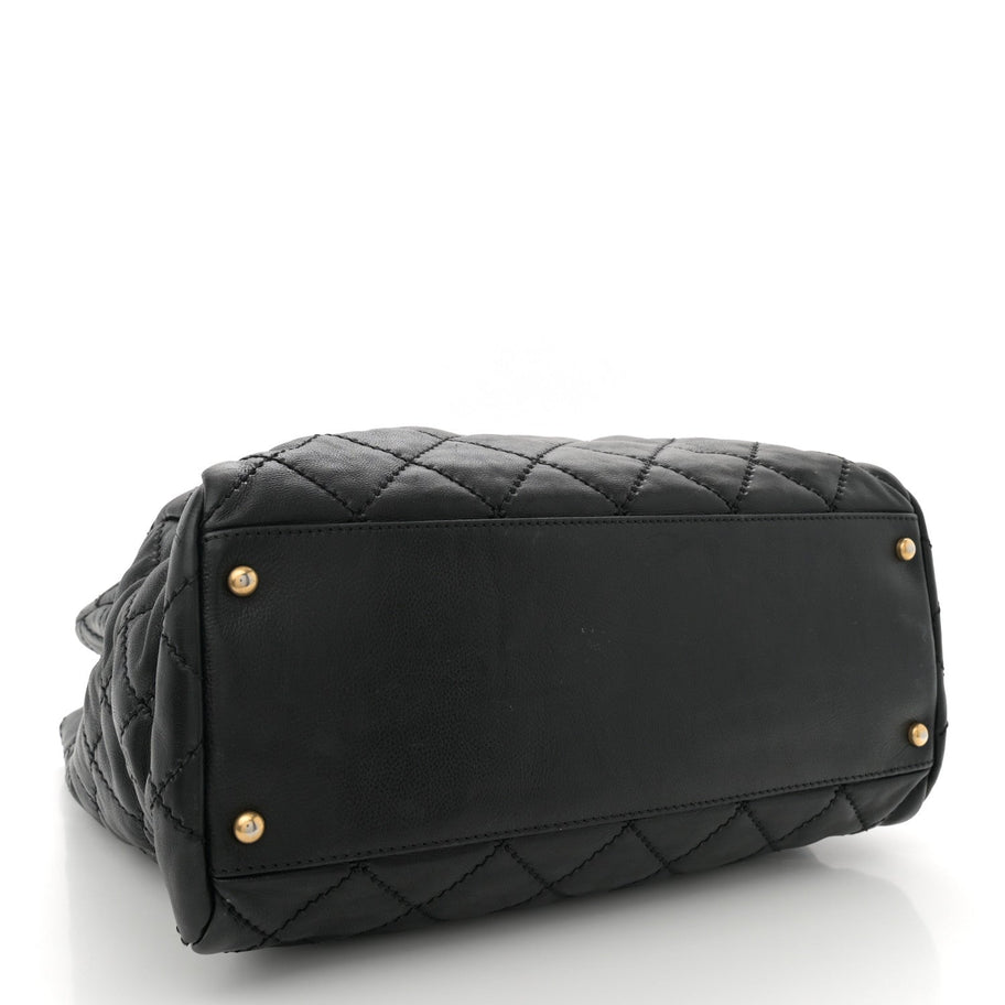 Chanel Calfskin Quilted Large Retro Chain Tote Black Image 4