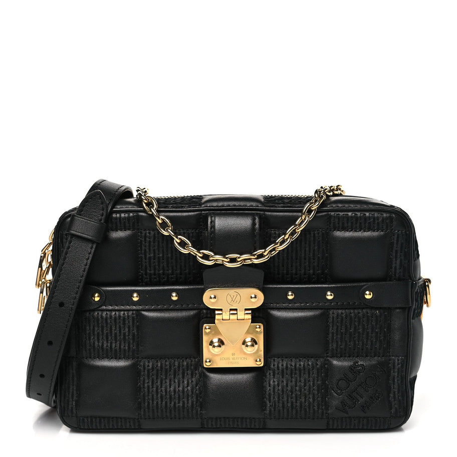 Louis Vuitton Lambskin Damier Quilt Troca PM Black Image 1
