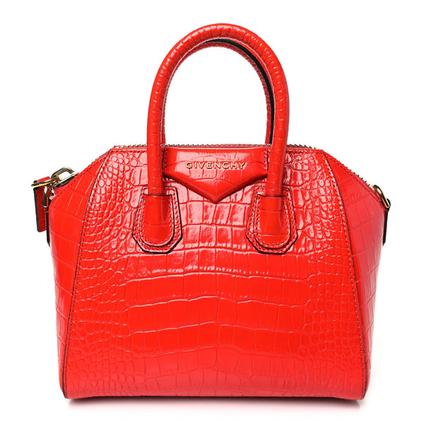 Givenchy Calfskin Crocodile Embossed Mini Antigona Red | Luxe