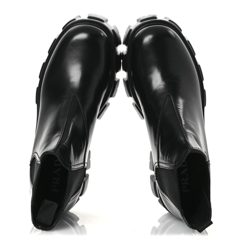  Prada Spazzolato Rois Monolith Chelsea 55mm Ankle Boots 41 Black