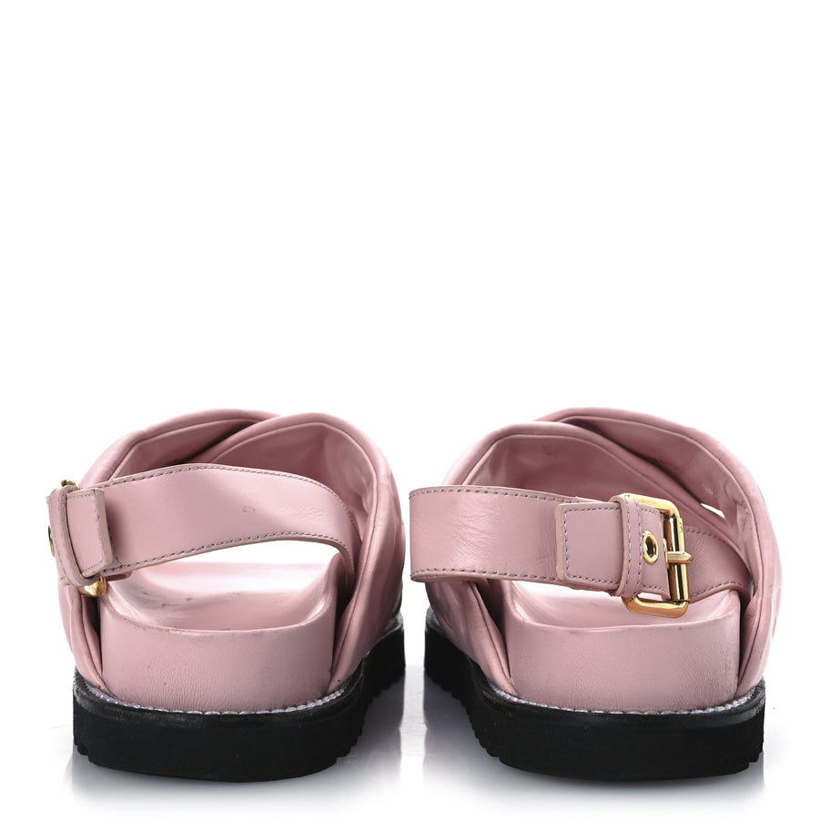 Louis Vuitton Lambskin Monogram Embossed Paseo Flat Comfort Sandals Rose Clair Image 6