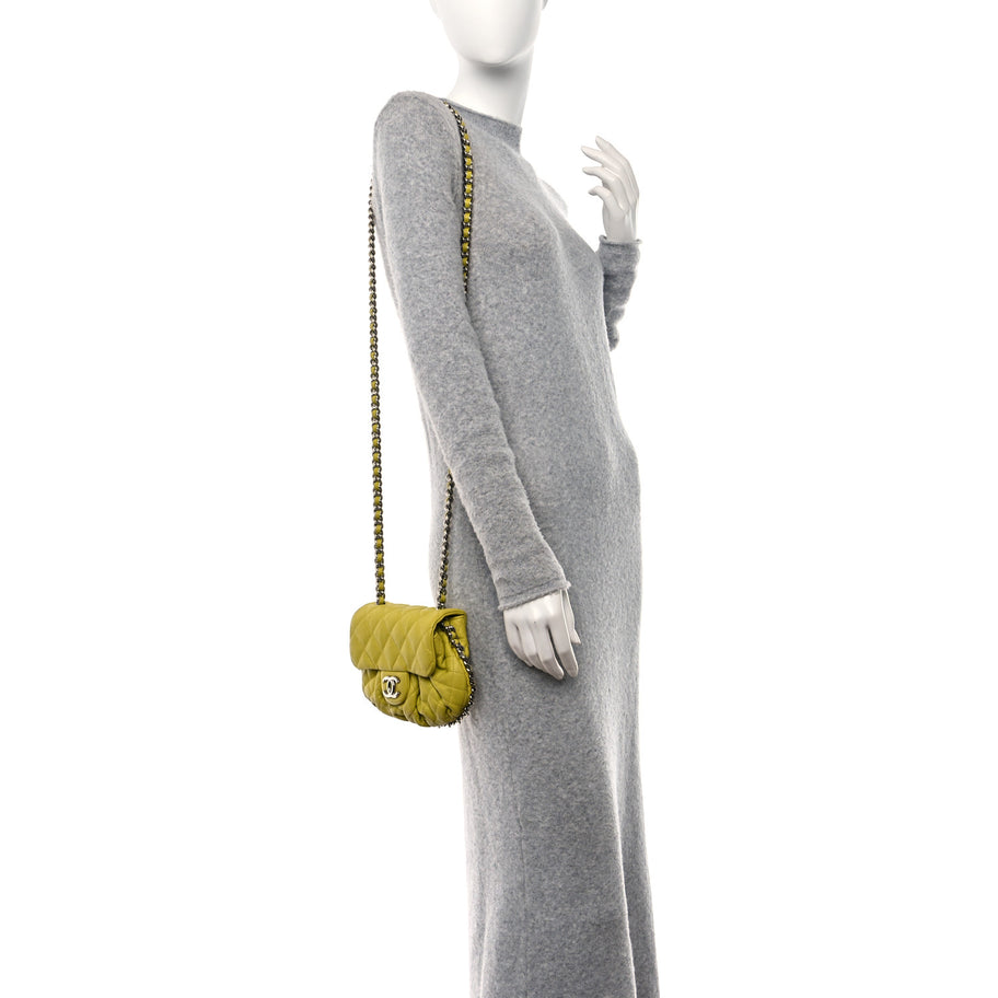 Chanel Washed Lambskin Quilted Mini Chain Around Flap Yellow Image 2