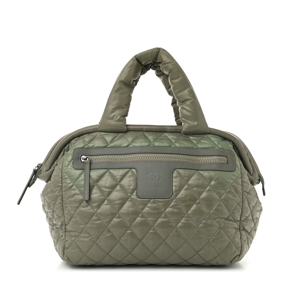 Chanel Nylon Quilted Coco Cocoon Bowler Green Image 1