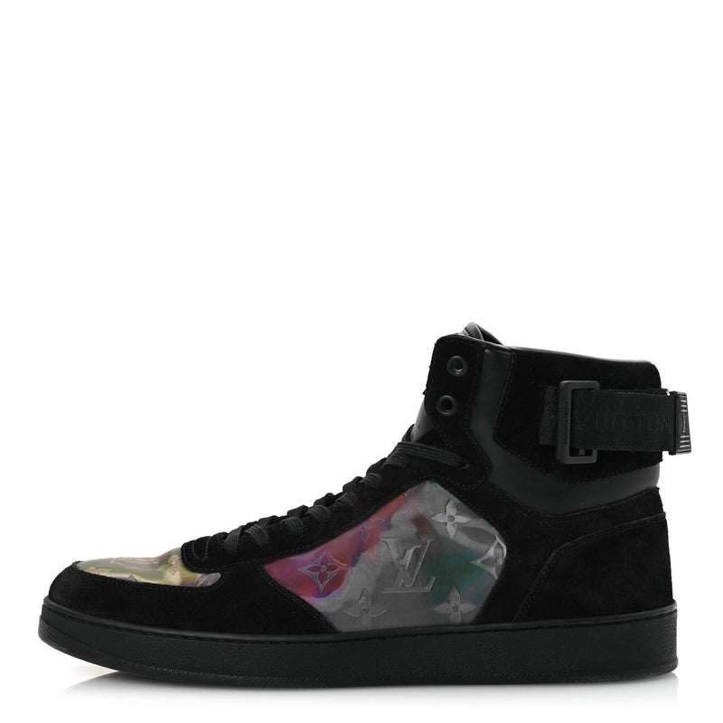  Louis Vuitton Suede Monogram Mens Rivoli High Top Sneakers Black Multicolor