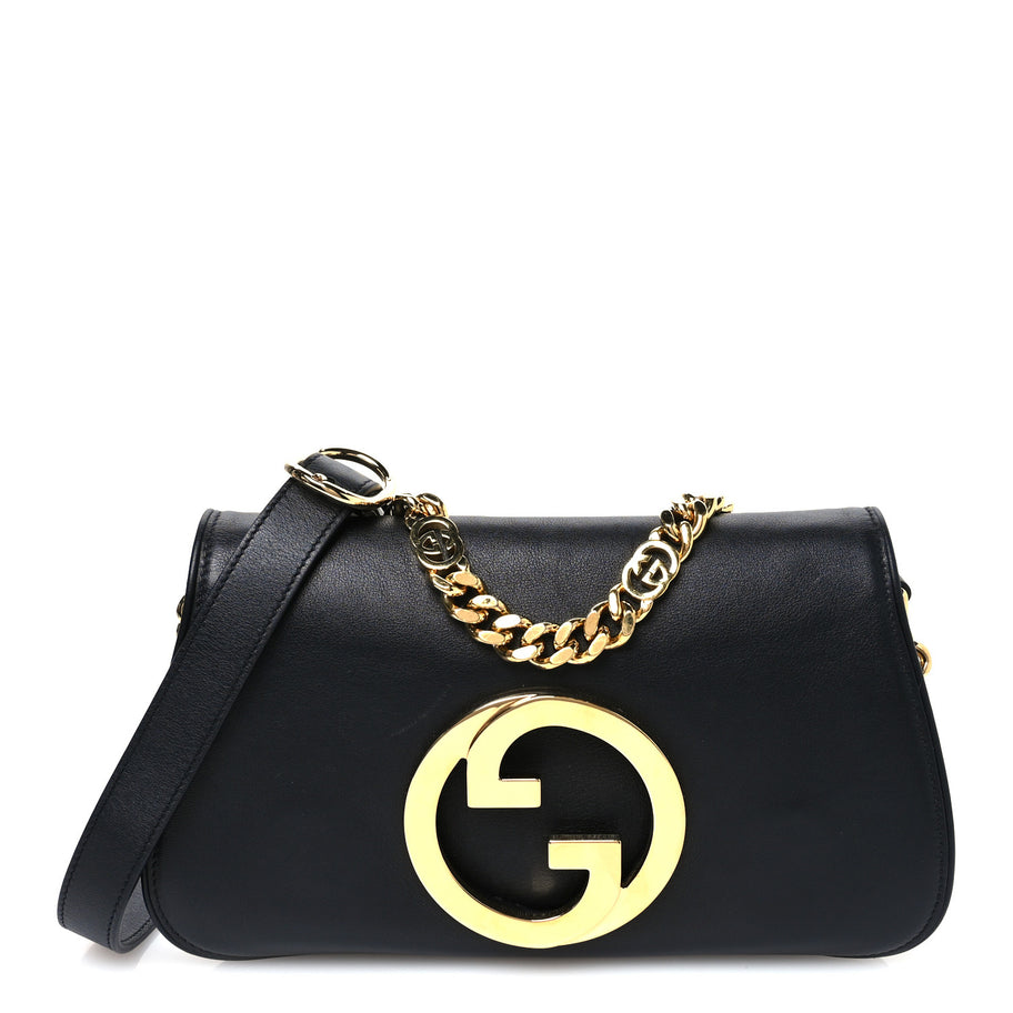 Gucci Roxy Calfskin Blondie Chain Shoulder Flap Bag Black Image 1