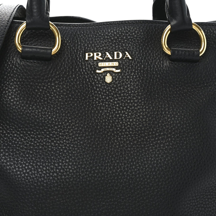 Prada Vitello Daino Tote Black Image 7