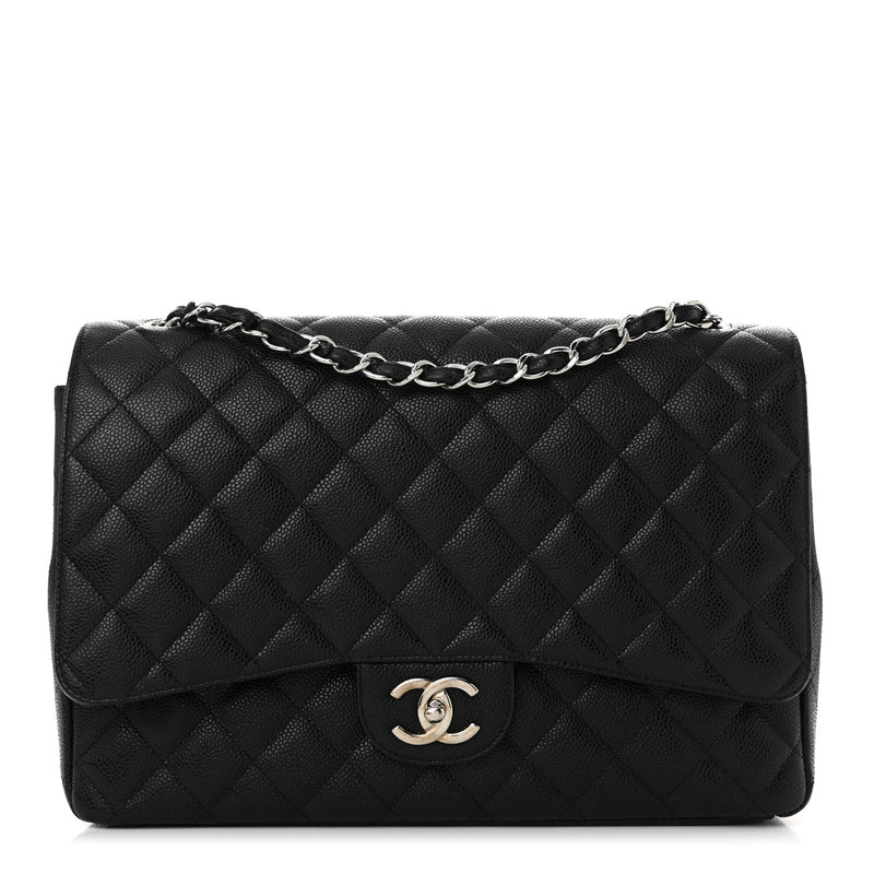  Chanel Caviar Quilted Maxi Double Flap Black