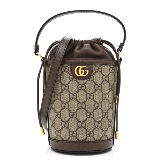  Gucci GG Supreme Monogram Ophidia Mini Bucket Bag Beige Ebony
