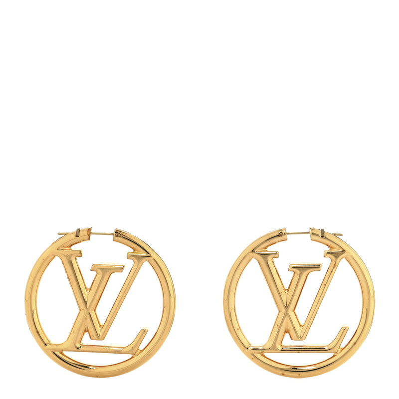  Louis Vuitton Metal Louise Hoop Earrings Gold
