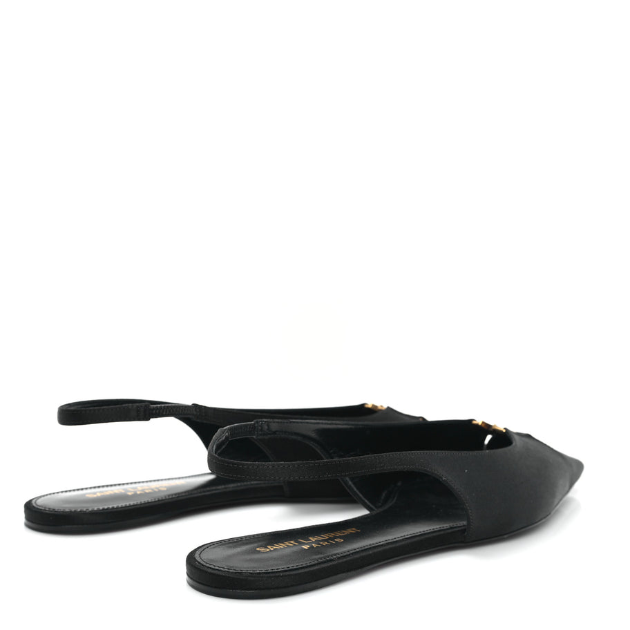 Saint Laurent Raso Nappa Babylone 00 Slingback Flats 38 Black Image 5
