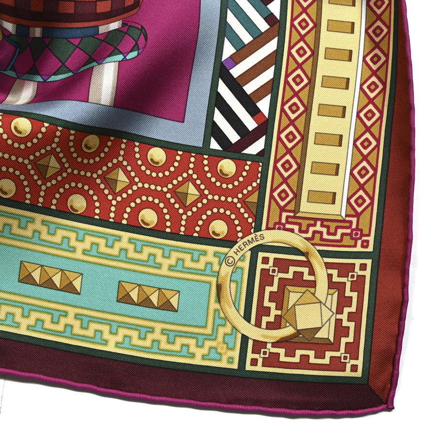 Hermes Silk Colliers de Chiens Scarf 90 Fuchsia Turquoise Grenat Image 4