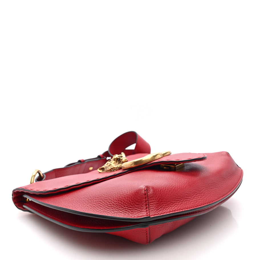 Gucci Cellarius Calfskin Feline GG Marmont Flap Shoulder Bag Vulcanic Red Image 4