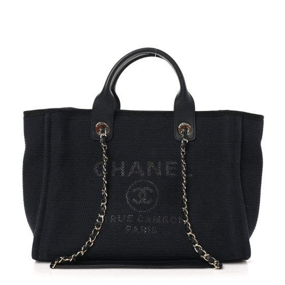  Chanel Mixed Fibers Small Deauville Tote Black