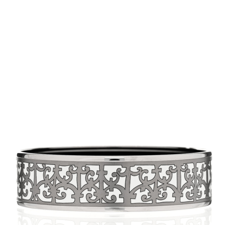 Hermes Enamel Printed Wide Balcons du Guadalquivir Bracelet 70 Silver Image 3