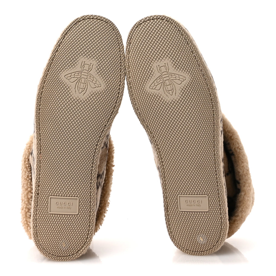 Gucci Covered Wool GG Monogram Mens Fria Horsebit Ankle Boots 9 Beige Ebony Butterscotch Image 6