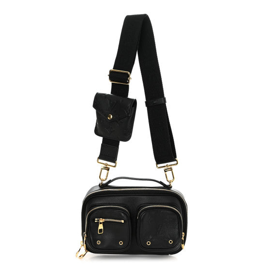  Louis Vuitton Calfskin Monogram Embossed Utility Crossbody Black