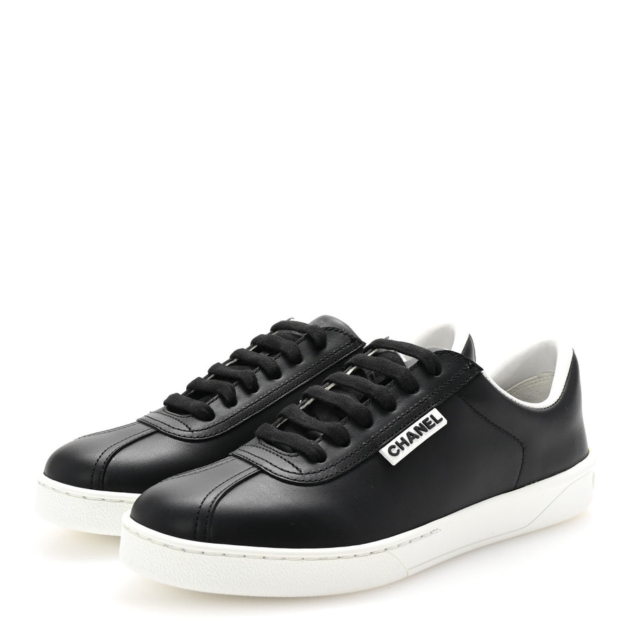 Chanel Calfskin CC Uniform Womens Sneakers 37 Black Image 4
