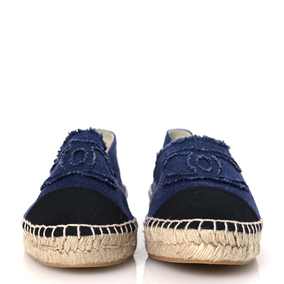 Chanel Denim Toile CC Espadrilles 40 Navy Black Image 3