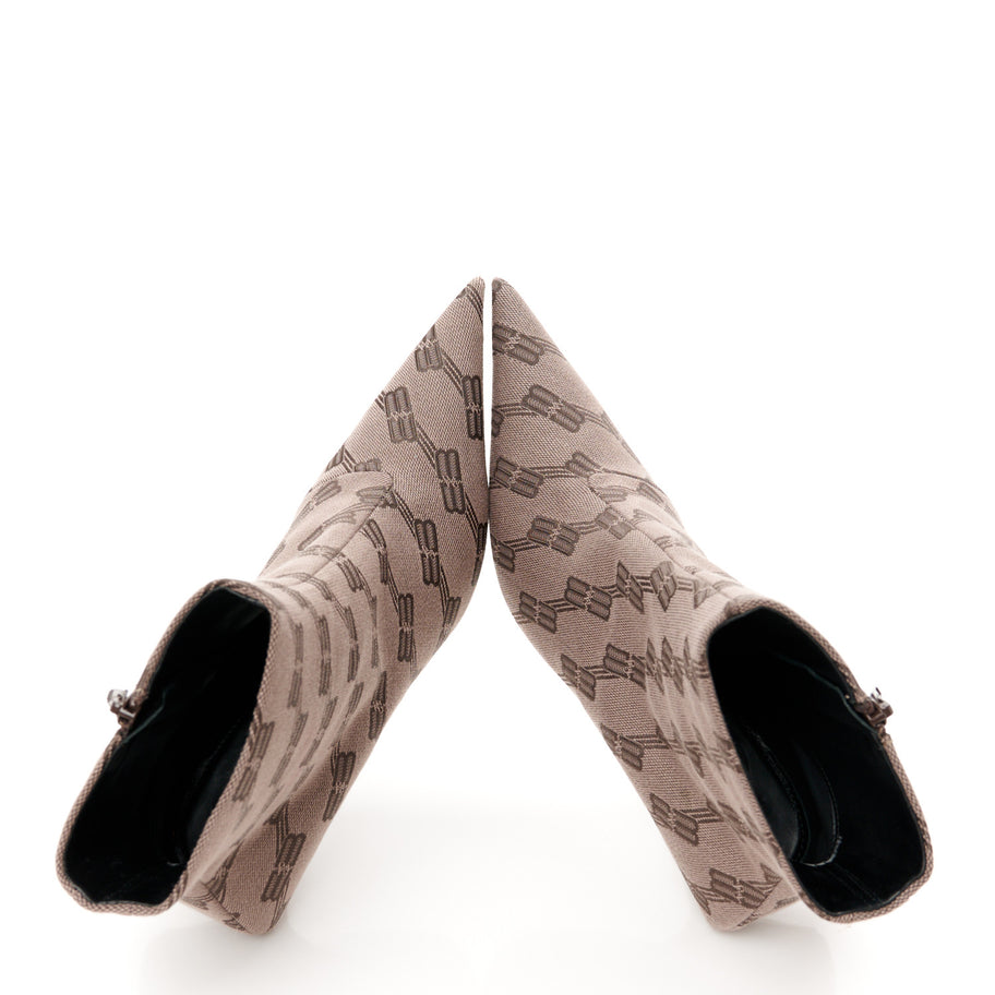 Balenciaga Jacquard BB Monogram Knife 80mm Bootie 37 Dark Mink Grey Dark Brown Image 2