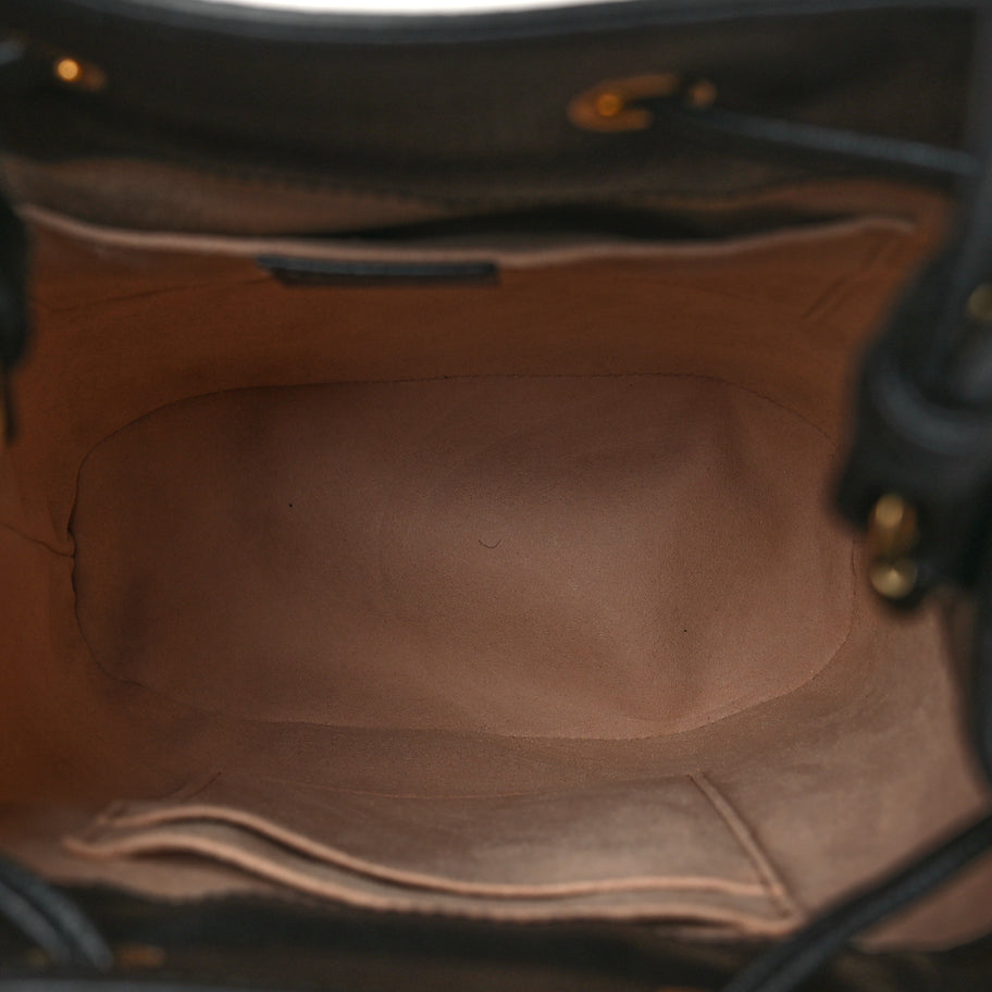 Gucci Glazed Textured Calfskin Web Small Ophidia Bucket Bag Black Image 5